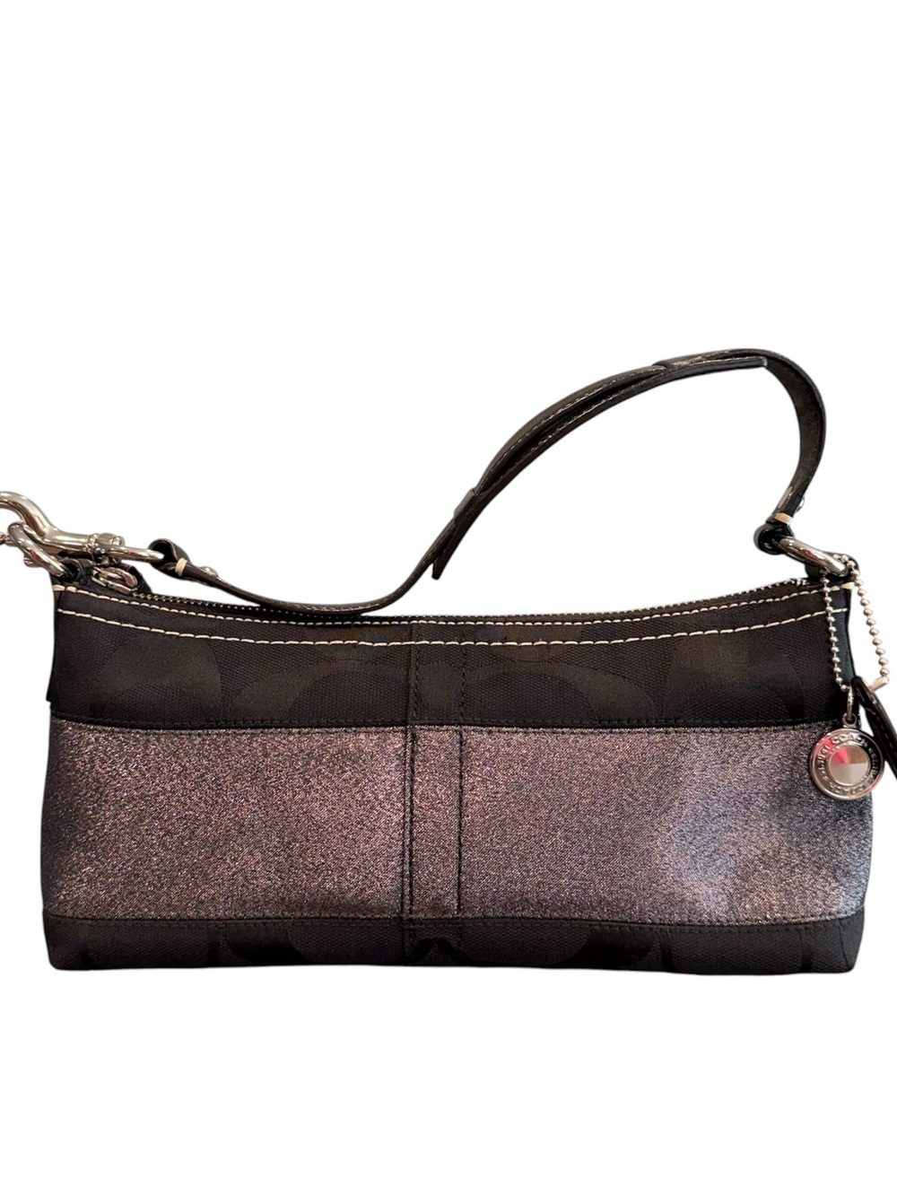 Vintage Y2K Coach 11096 black silver mini shoulder bag signature monogram